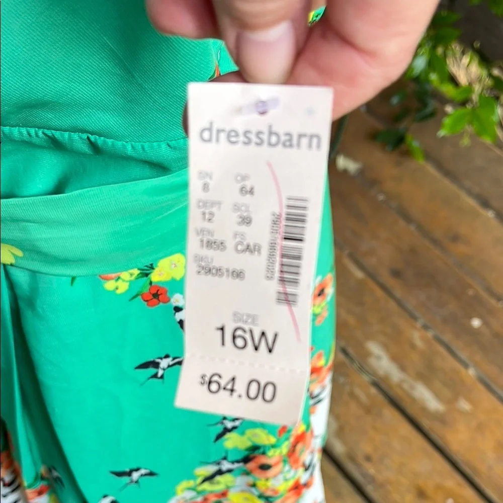 NEW Green Floral & Birds Sleeveless V-neck Midi Dress - Picture 4 of 9